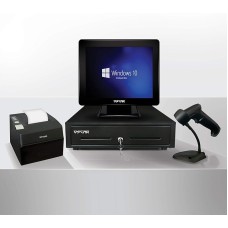 نظام نقطة البيع OSCAR كور i3 /4 جيجابايت رام / 128 جيجابايت SSD | جهاز نقاط البيع بشاشة لمس 15 بوصة + طابعة إيصالات 80 ملم + درج تسجيل النقدية 5 عملات رقمية 8 عملات معدنية + ماسح باركود 1D