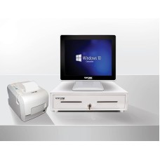 نظام نقاط البيع OSCAR J1900 / 4 جيجا رام / 64 SSD | جهاز نقاط البيع بشاشة تعمل باللمس مقاس 15 بوصة (أبيض لامع) + طابعة إيصالات حرارية 80 مم + درج ماكينة تسجيل النقد 5 أوراق نقدية و8 عملات معدنية