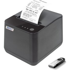 طابعة LENVII LV-R380 الحرارية POS مقاس 80 مم مع طابعة إيصالات POS القاطعة تلقائيًا، ومنفذ USB وLAN، متوافق مع Windows وMac للاستخدام في متجر البيع بالتجزئة/السوبر ماركت/المطبخ/متجر الملابس